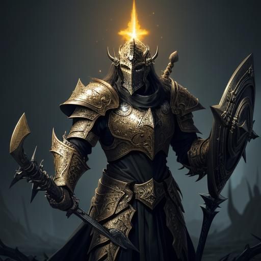 Paladin with Warhammer and Thorn Shield