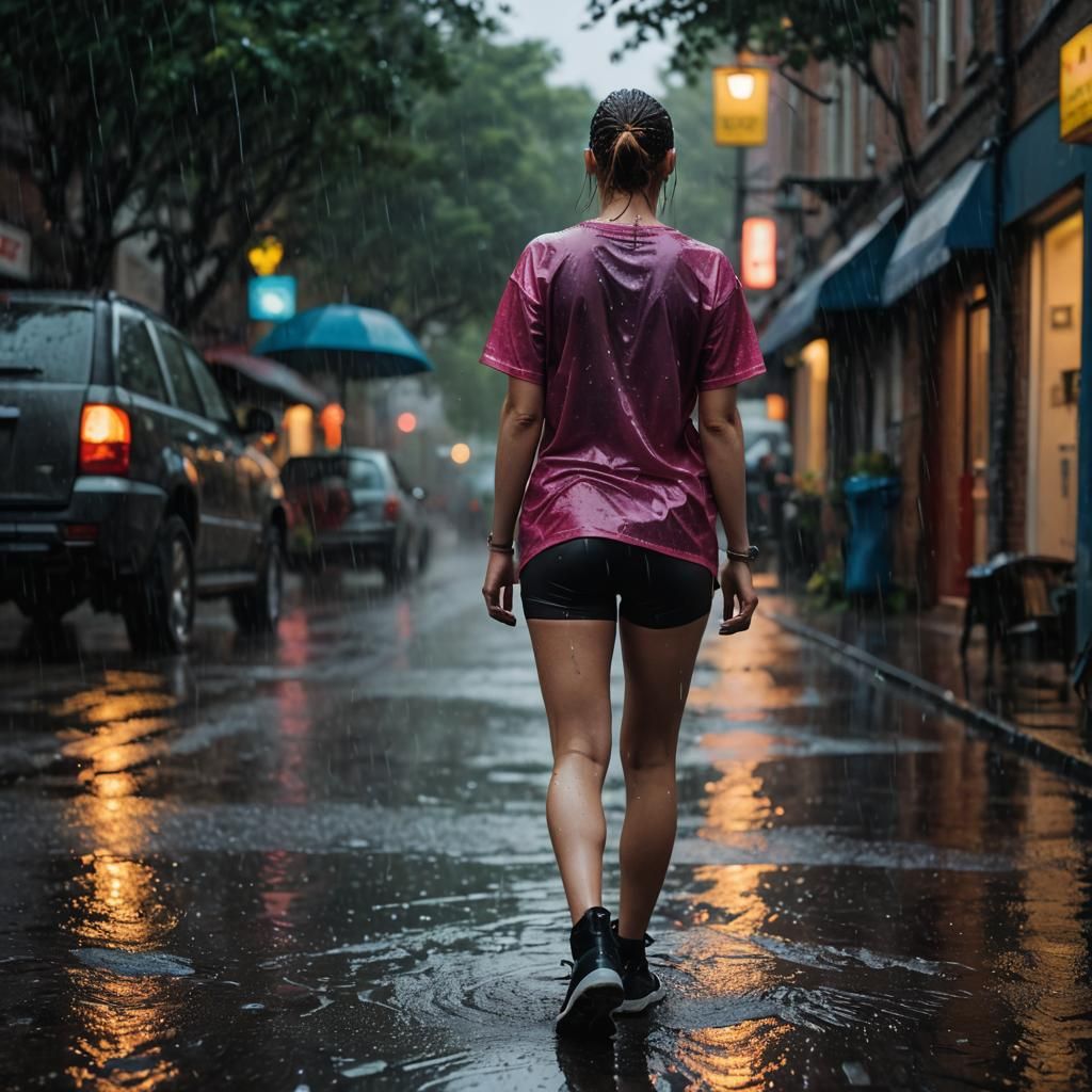 Rain Soaked Woman in Surreal Realism Style