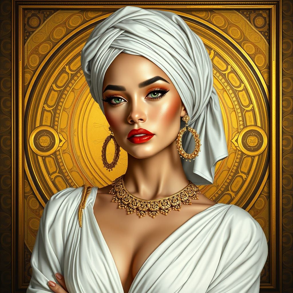 Regal Woman in Opulent Frame