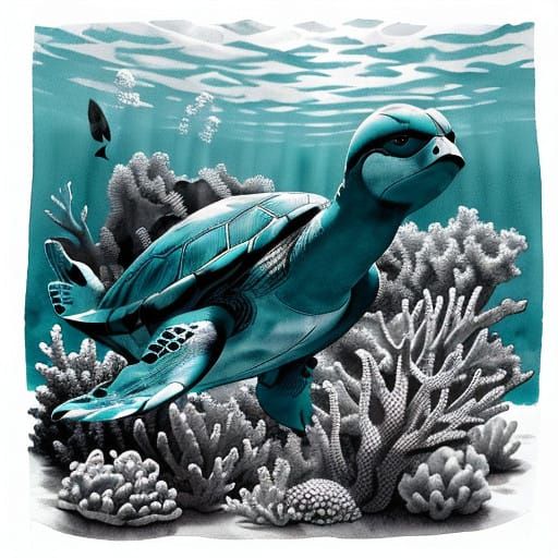 Surreal Underwater Portrait in Teal Watercolor