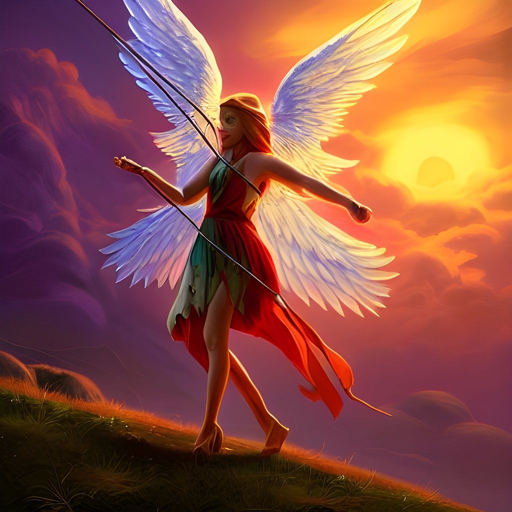 Aven Archer Angel Digital Art in Industrial Light Style