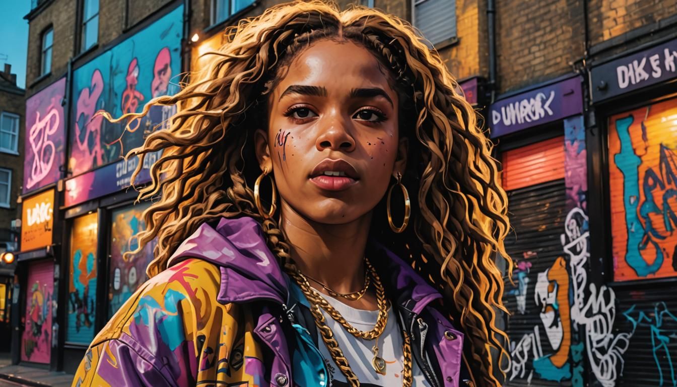 Hermione Granger Rapping in London: Vibrant Street Art