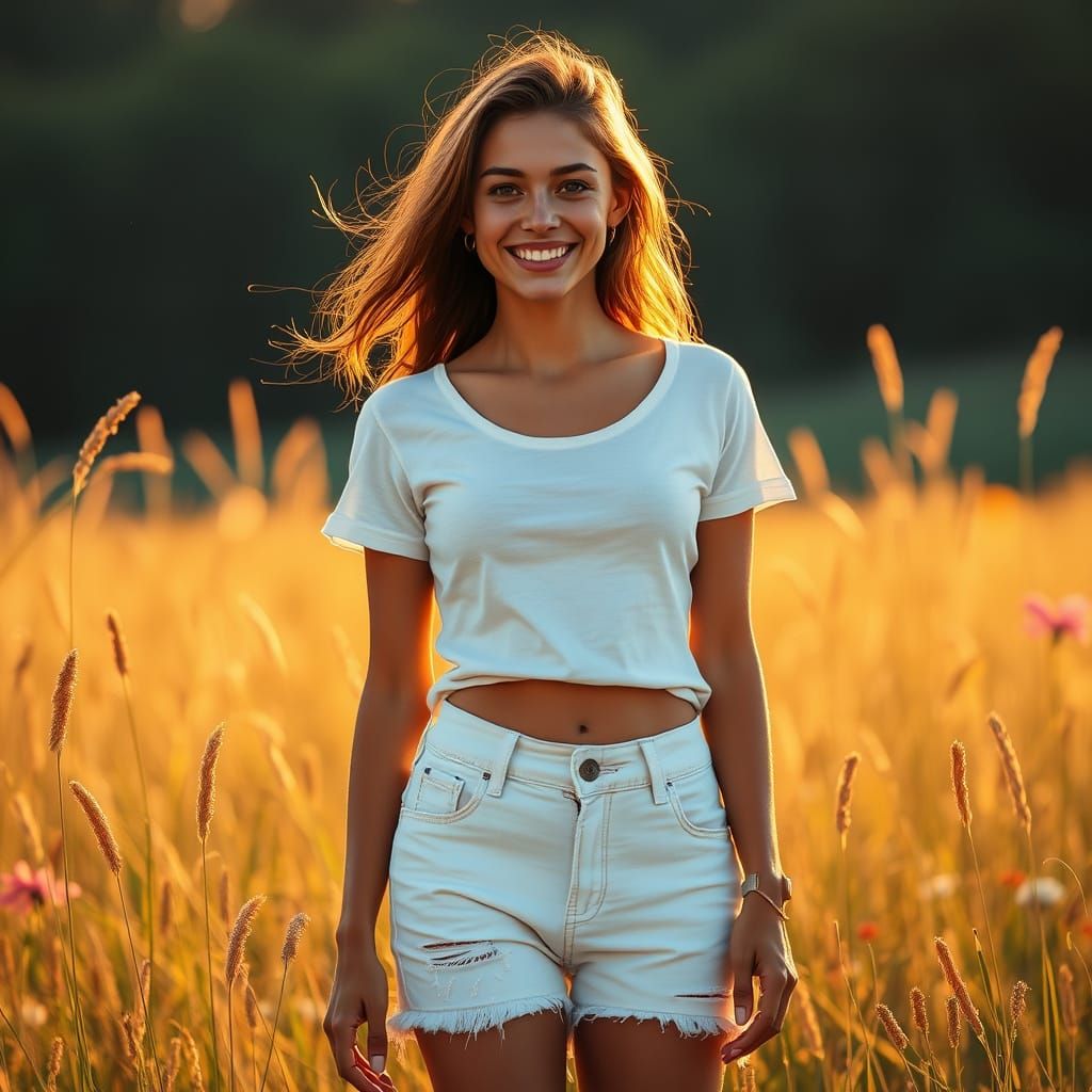 Serene Field Maiden in Late Afternoon Glow