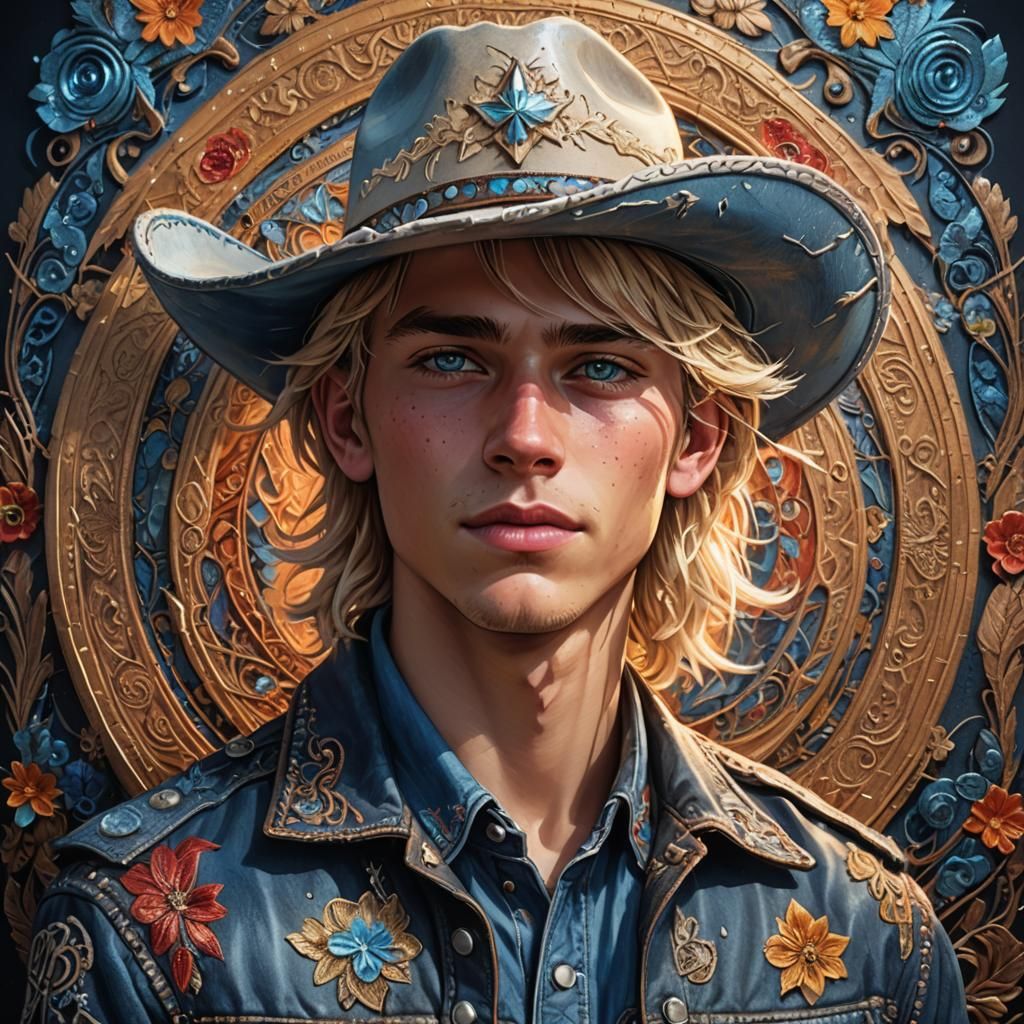Cowboy Portrait with Sparkling Eyes in Artgerm Style