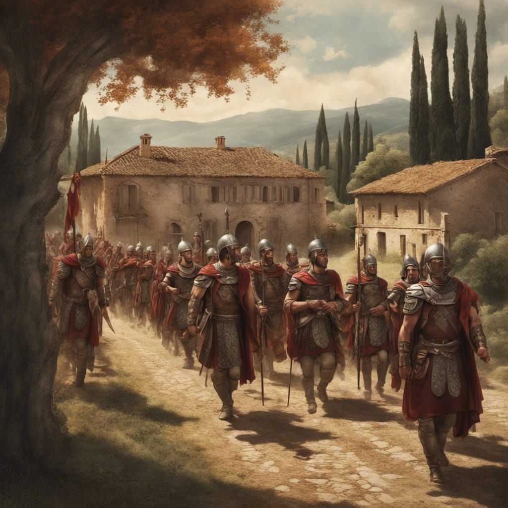 Roman Centurion Leads Soldiers in Tuscany