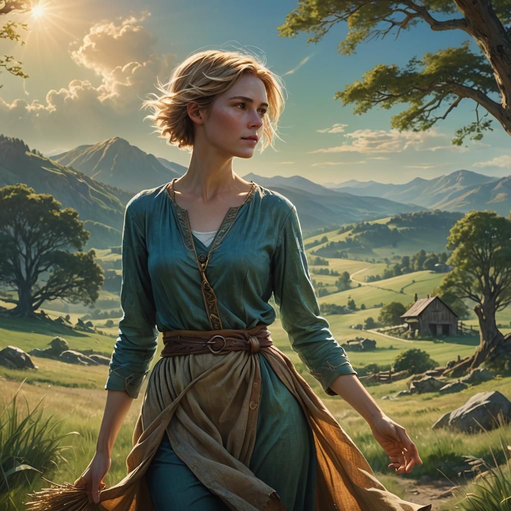 Fantasy Woman in Countryside Concept Art