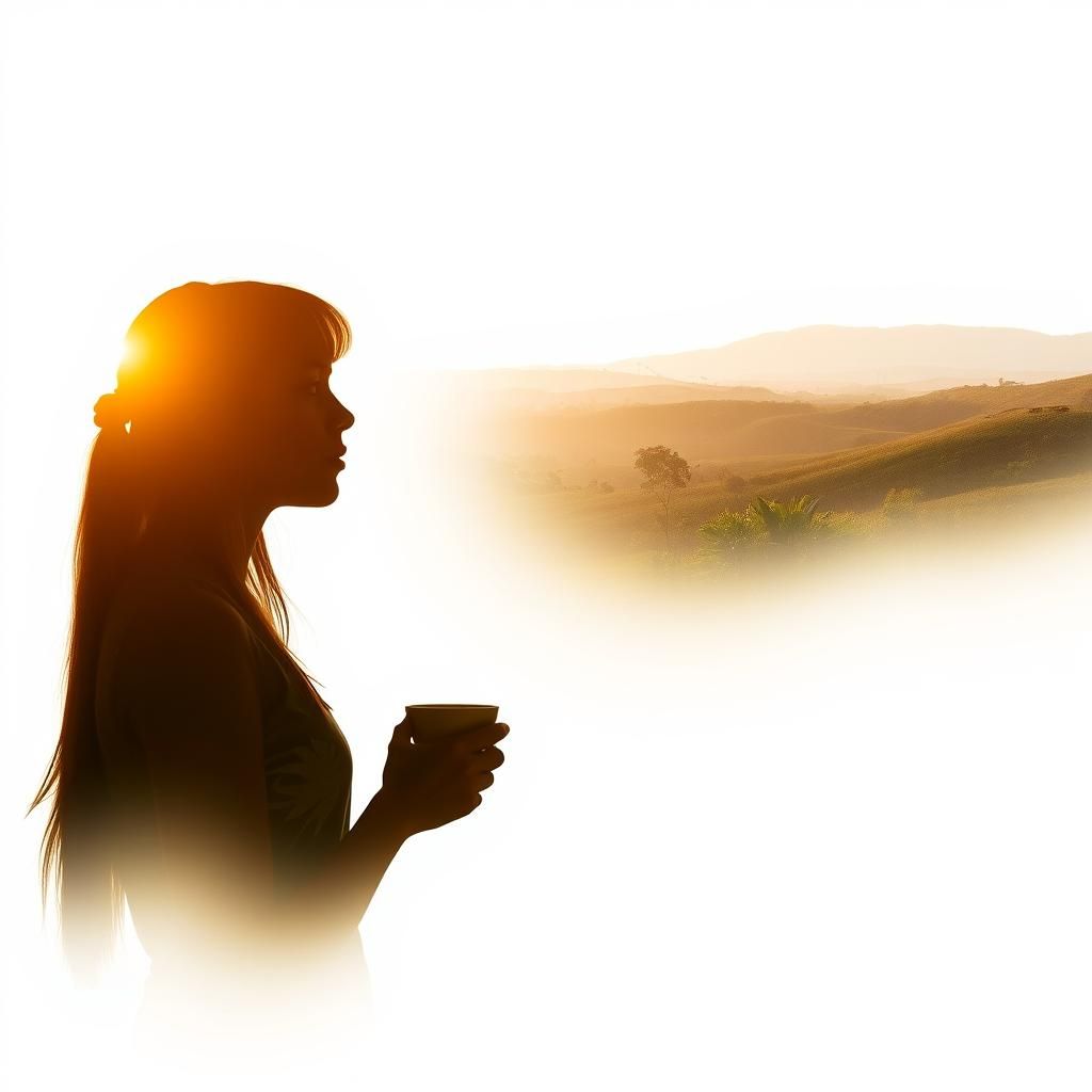 Coffee Harvest Double Exposure Silhouette