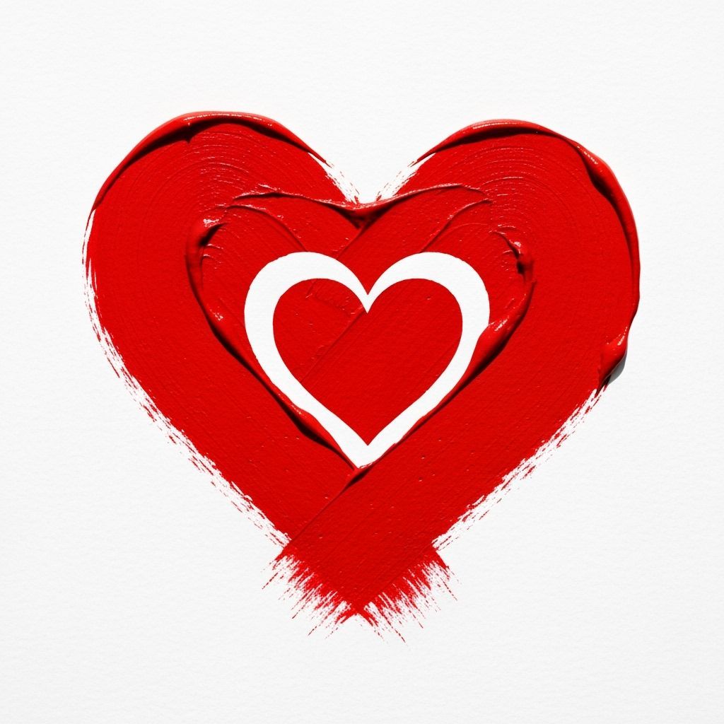 Vibrant Red Heart Brushstroke Illustration