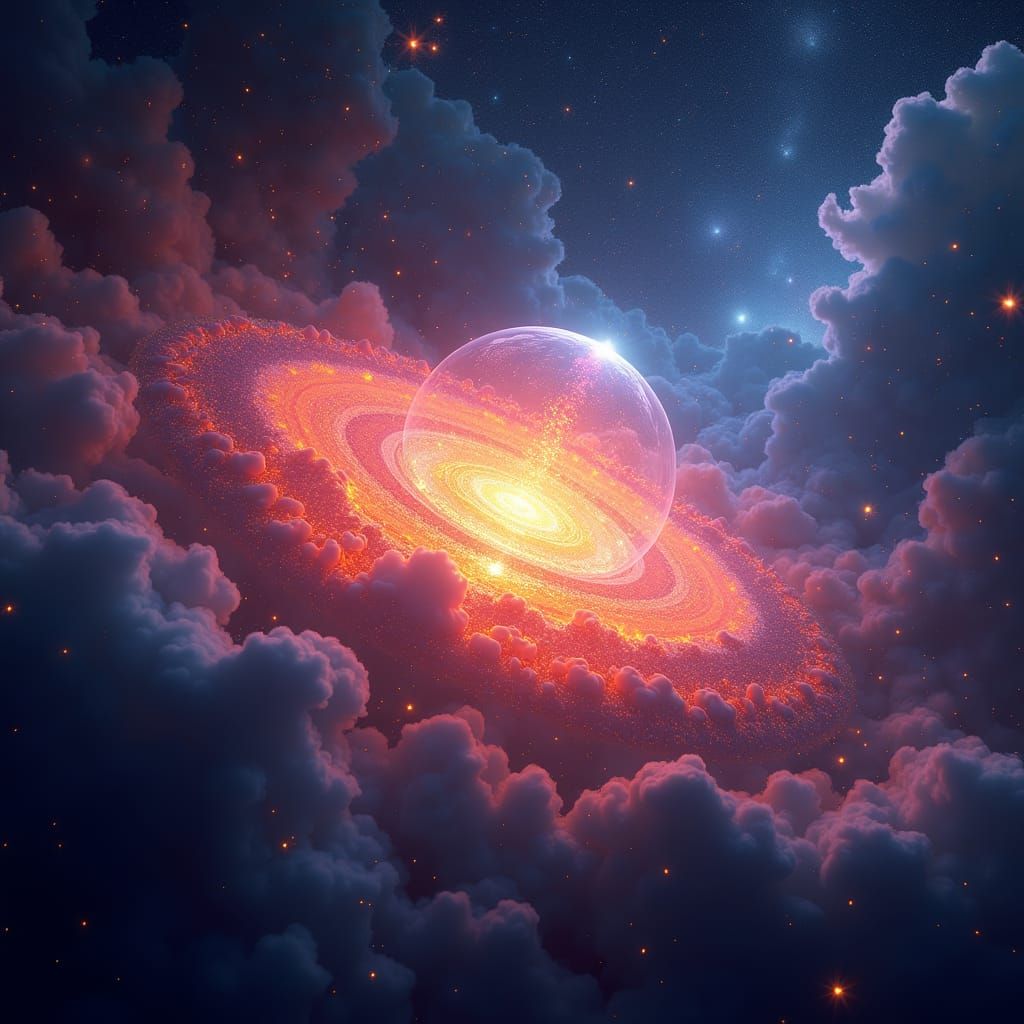 Cosmic Fire Blooms with Holographic Colors