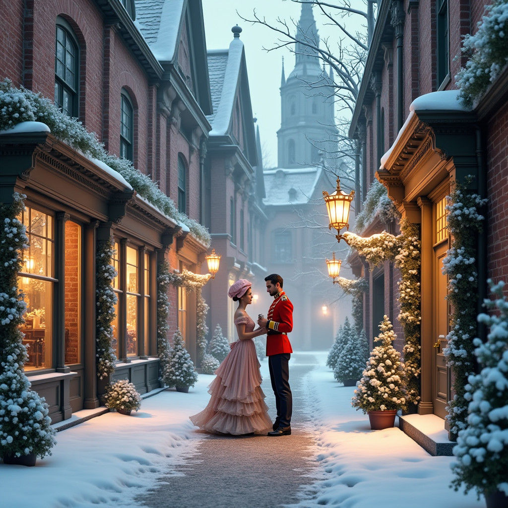 Victorian Romance with Chocolates in Digital Painting Style