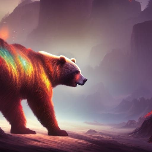 Fantastical Bear in Detailed Matte Painting