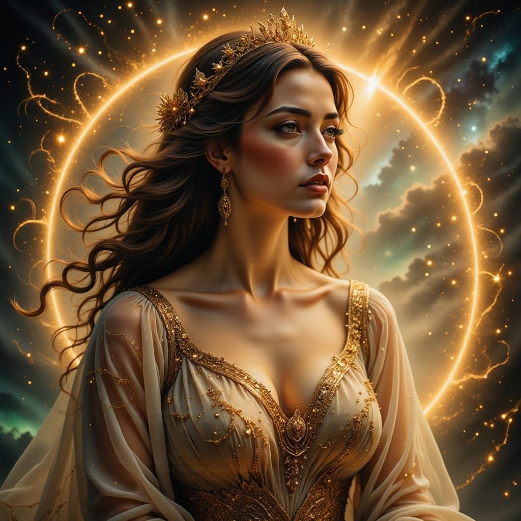 Ethereal Woman in Golden Hour Light