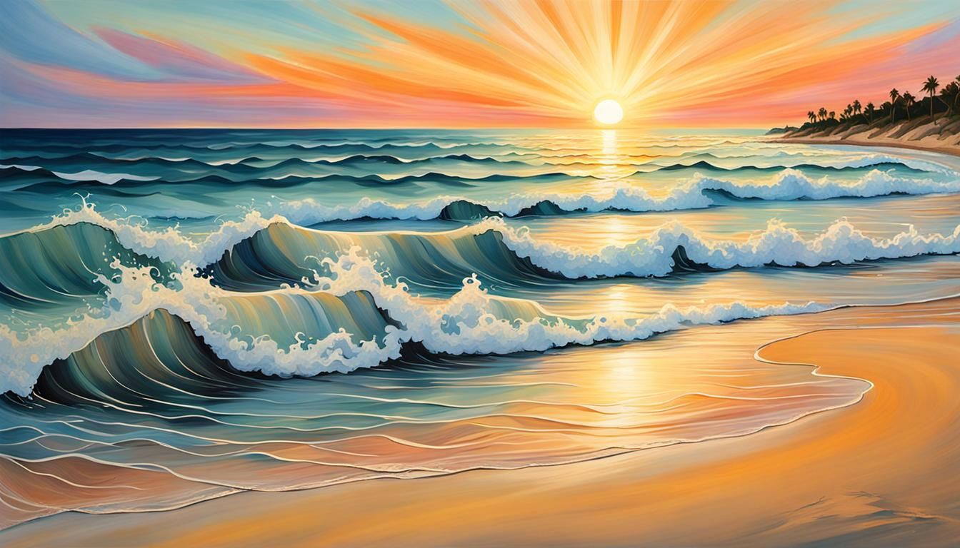 Abstract Sunrise Beach Scene with Soft Waves