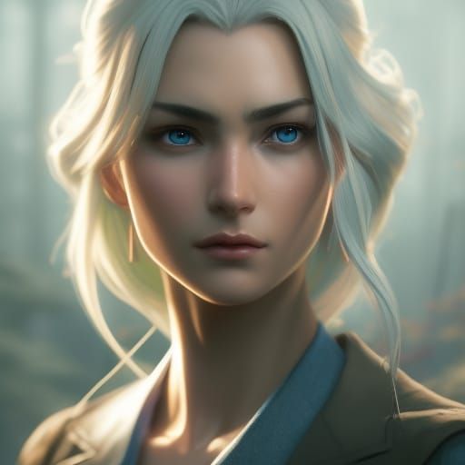 Androgynous Wizard Portrait in Comic Book Style