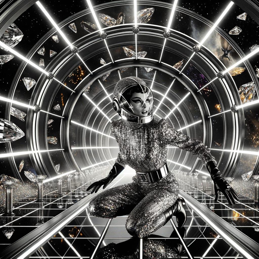 Glamorous Intergalactic Jewel Thief in Shimmering Catsuit