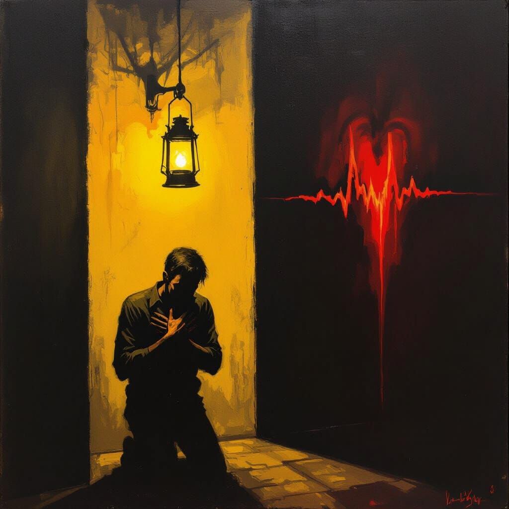 Macabre Film Noir Scene in German Expressionist Style