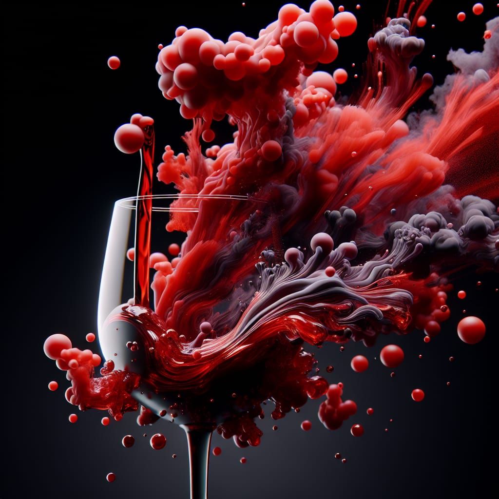 Wine Overflowing in a Dramatic Digital Painting