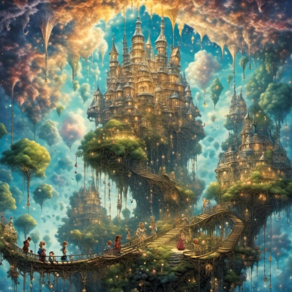 Fairytale Princess in Surreal Crystal Landscape