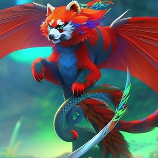 Rainbow Hybrid Creature in Anime Style