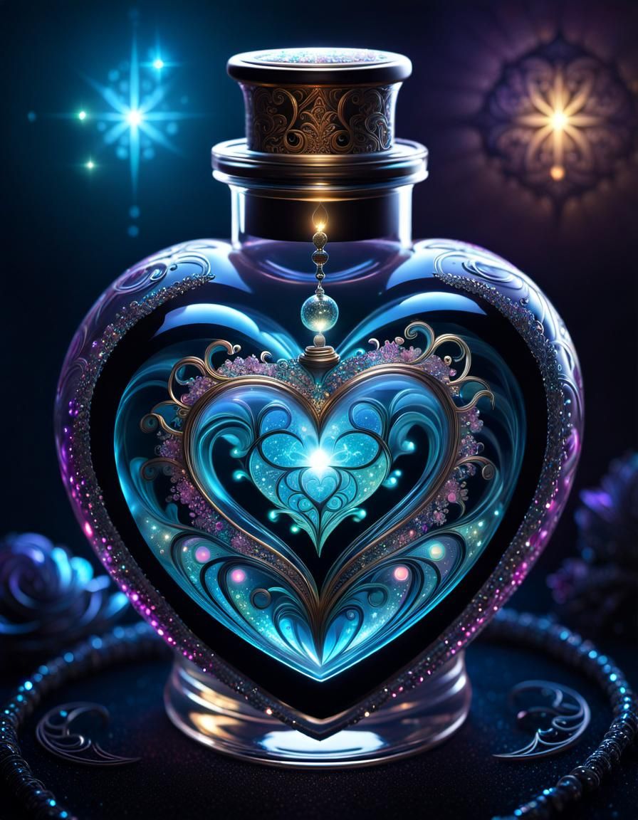 Gothic Heart in a Bottle Fantasy Art