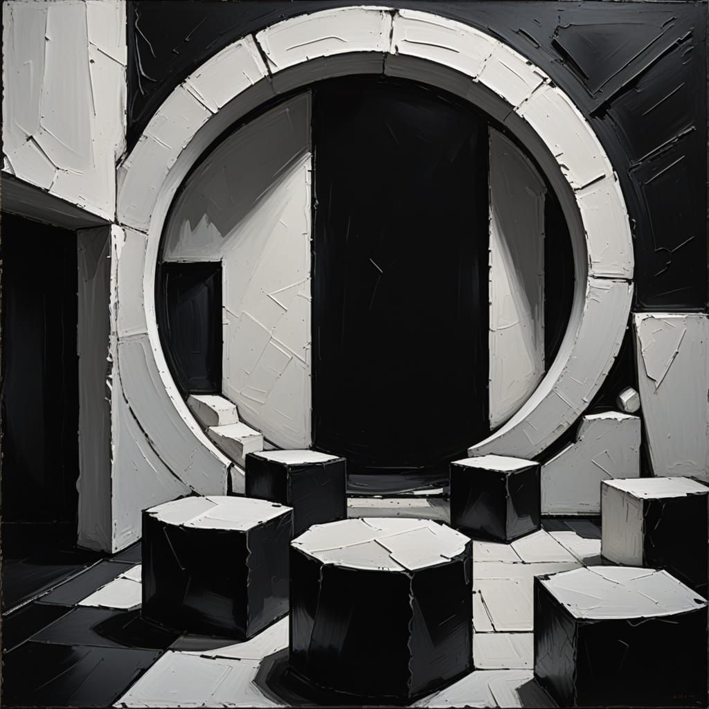 Geometric Chamber in Abstract Expressionist Style