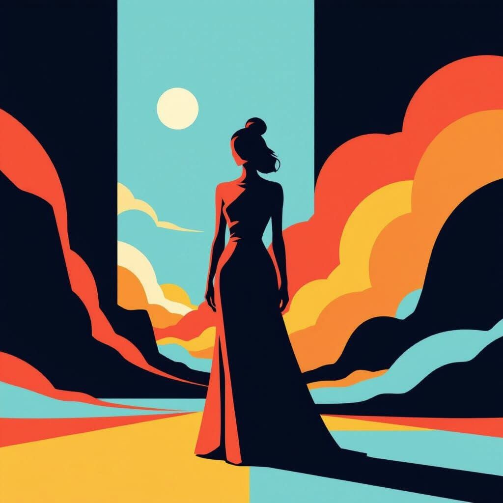 Minimalist Figure in Flat Vector Style Illustration