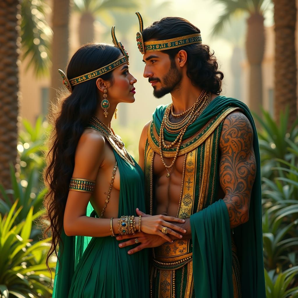 Regal Egyptian Couple in Oasis, Ghori Style