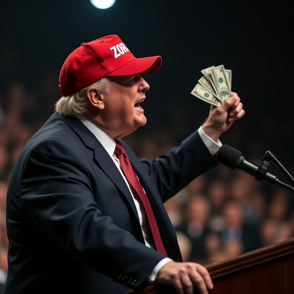 Donald Trump Speech with Money, Cinematic Style