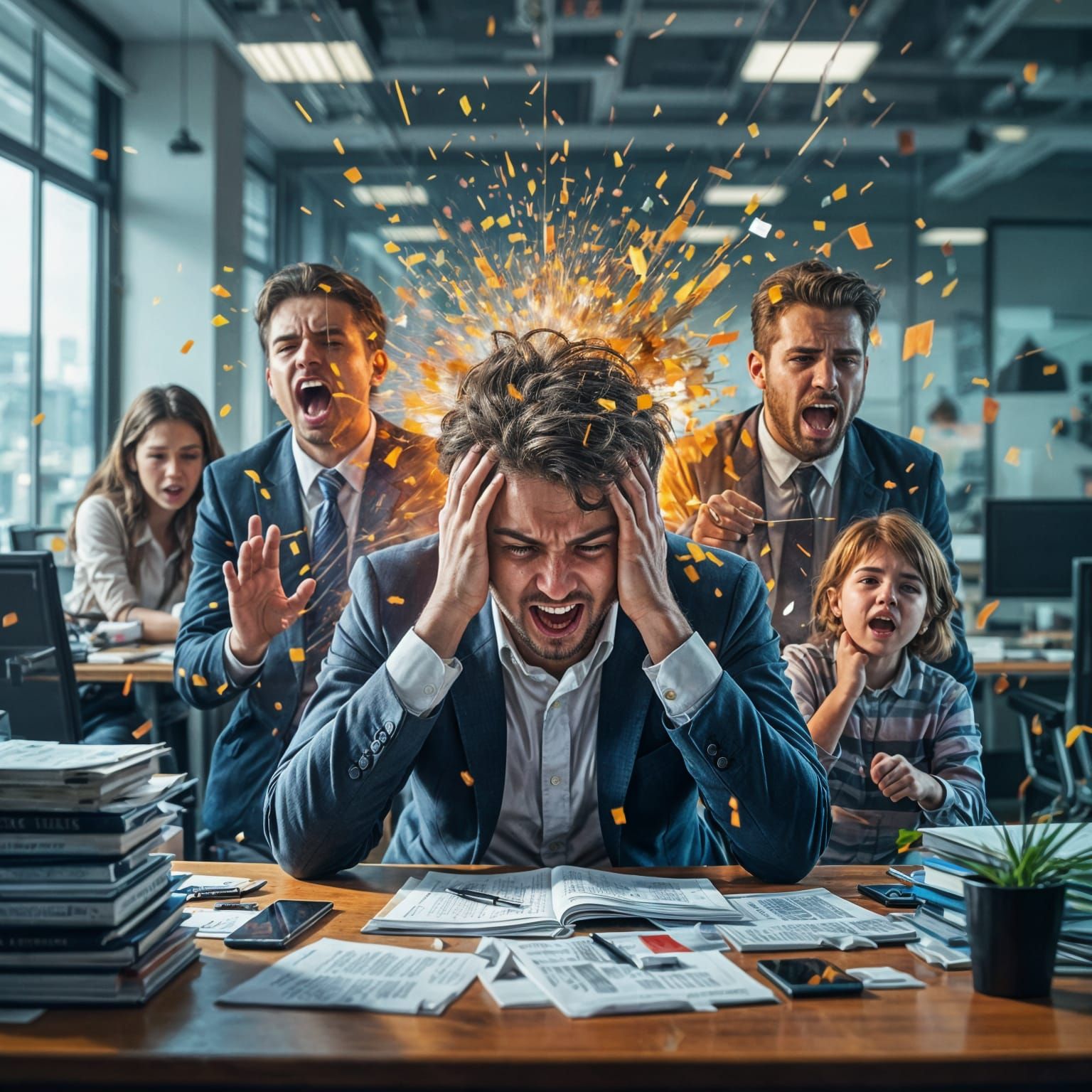 Surreal Office Overload: Stress and Demands