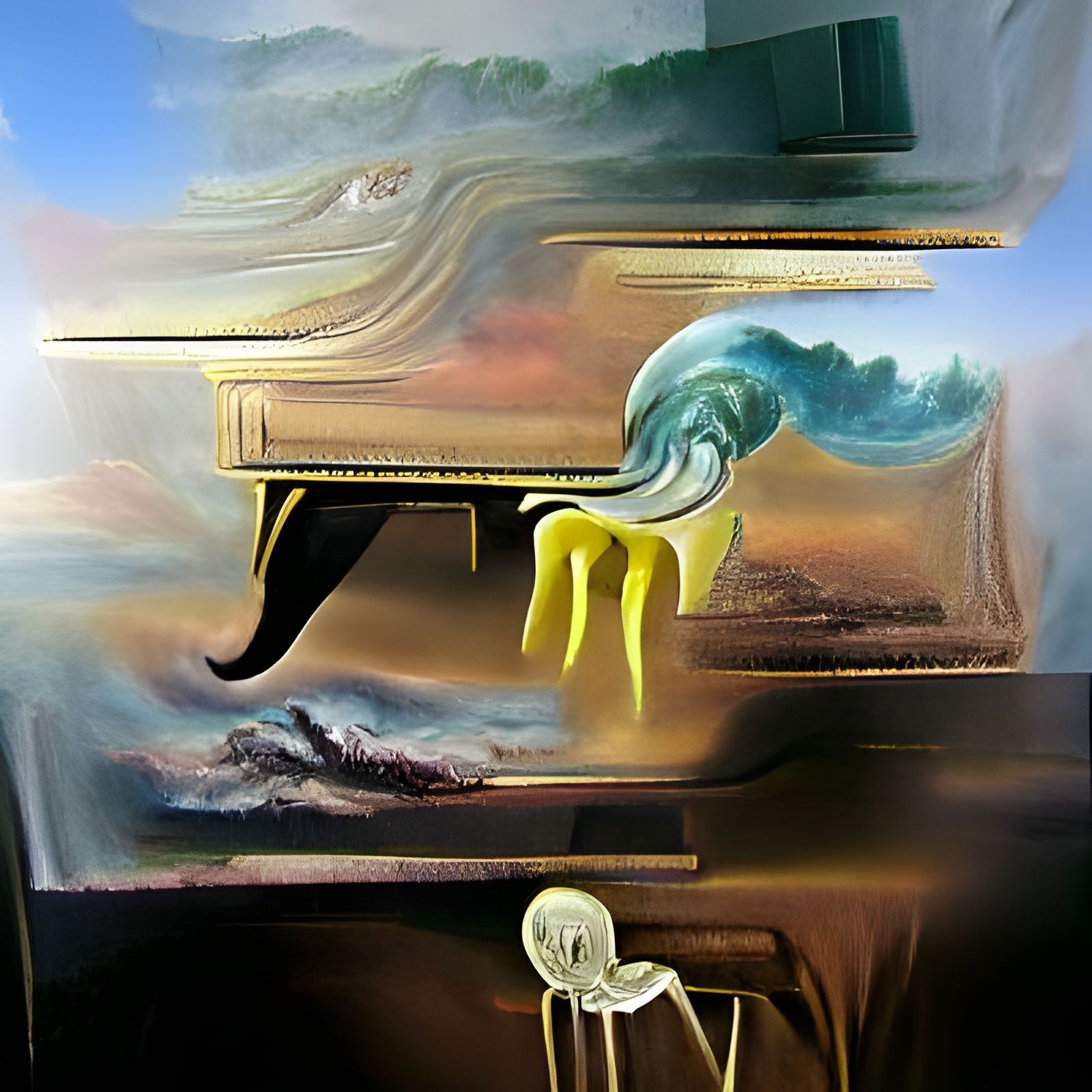 Surreal Melting Piano Inspired by Salvador Dali