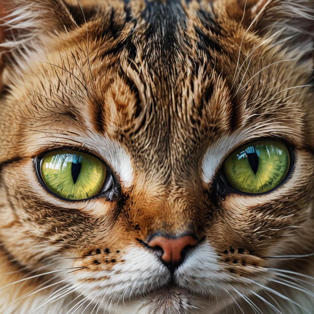 Intensely Detailed Macro Cat Eyes in Digital Art