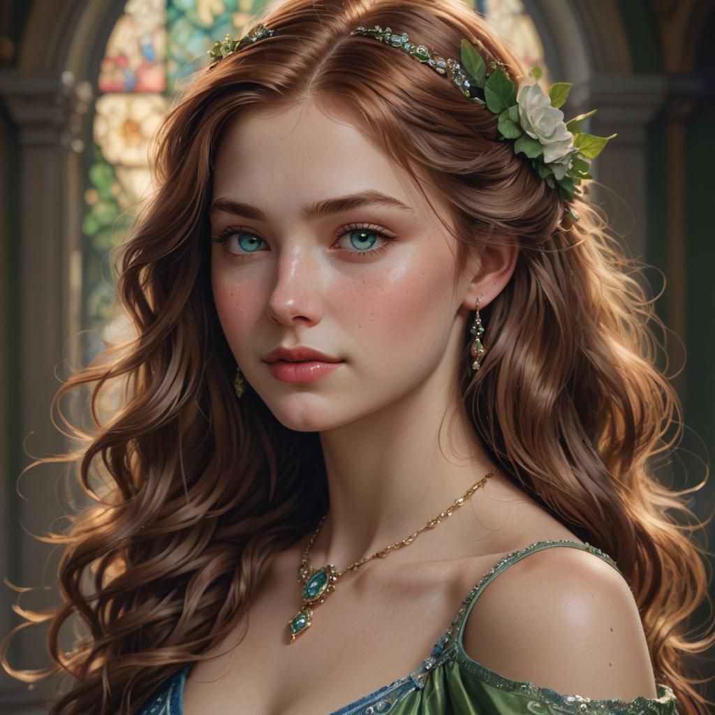Elegant Portrait of a Young Woman in Digital Art Style