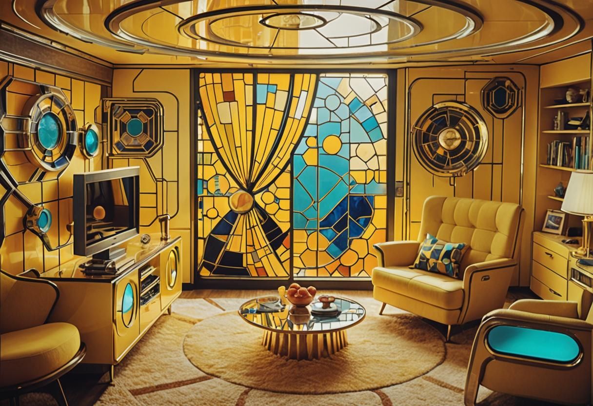 Retro-Futuristic Living Room with Atomic Designs