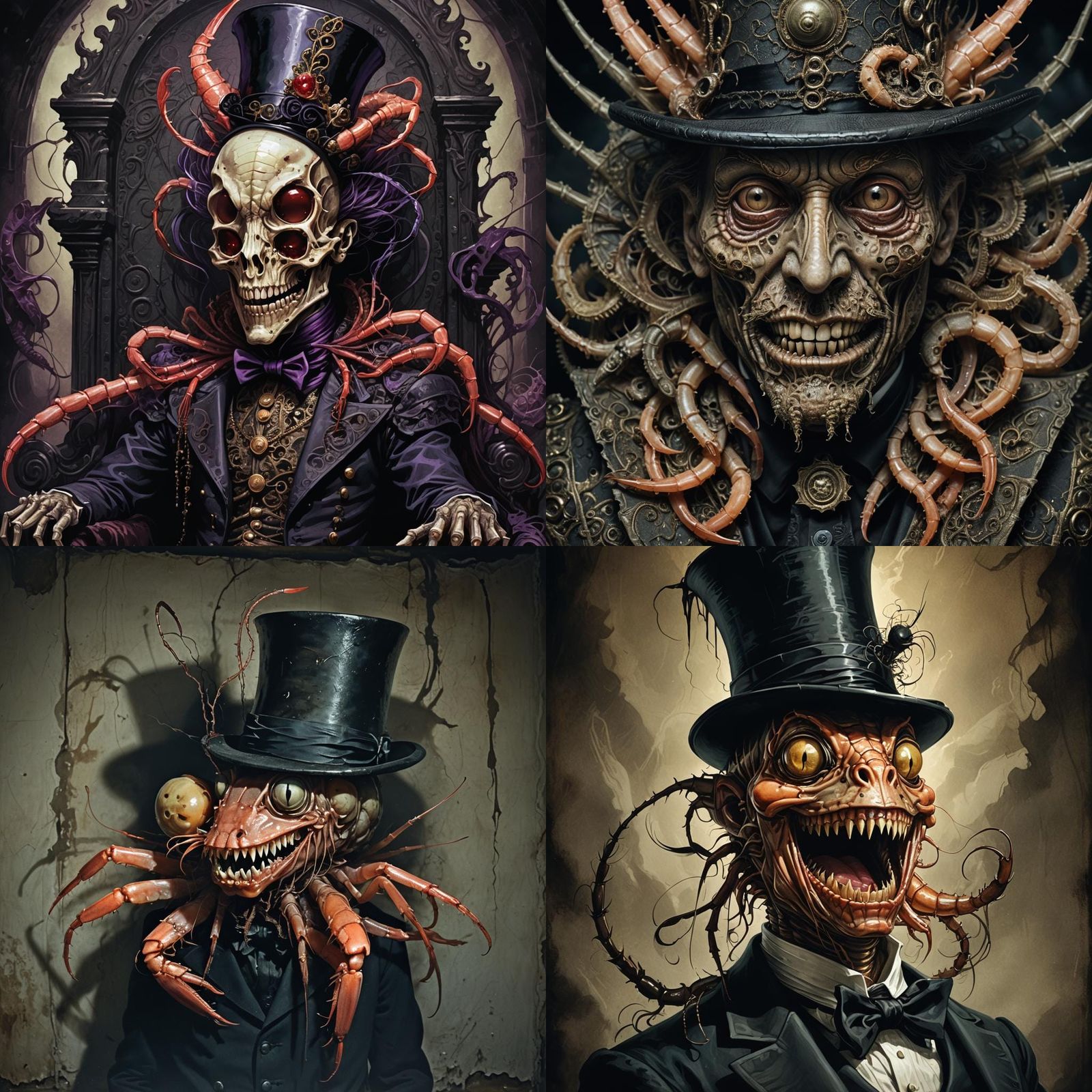 Horrific Shrimp-Human Hybrid in Engraved Style