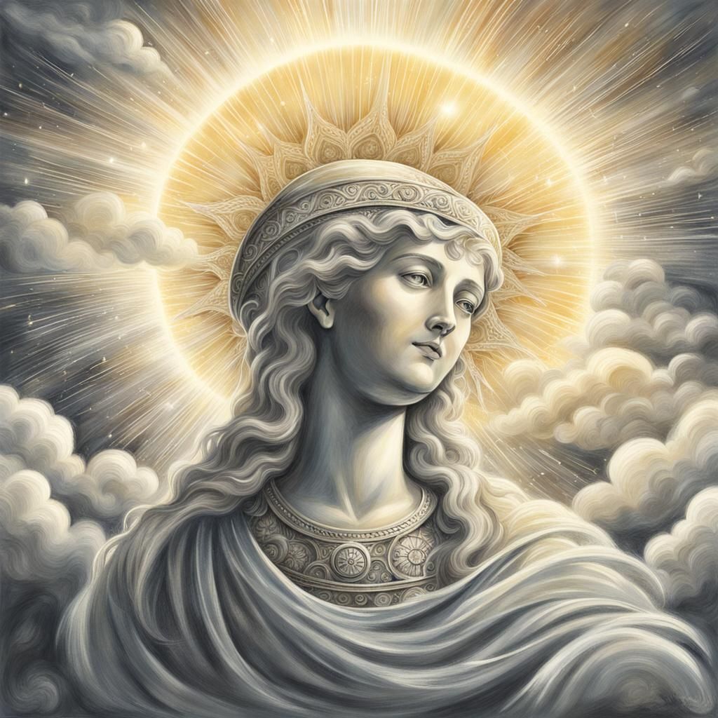 Heavenly Sunshine Beams Through Divine Clouds