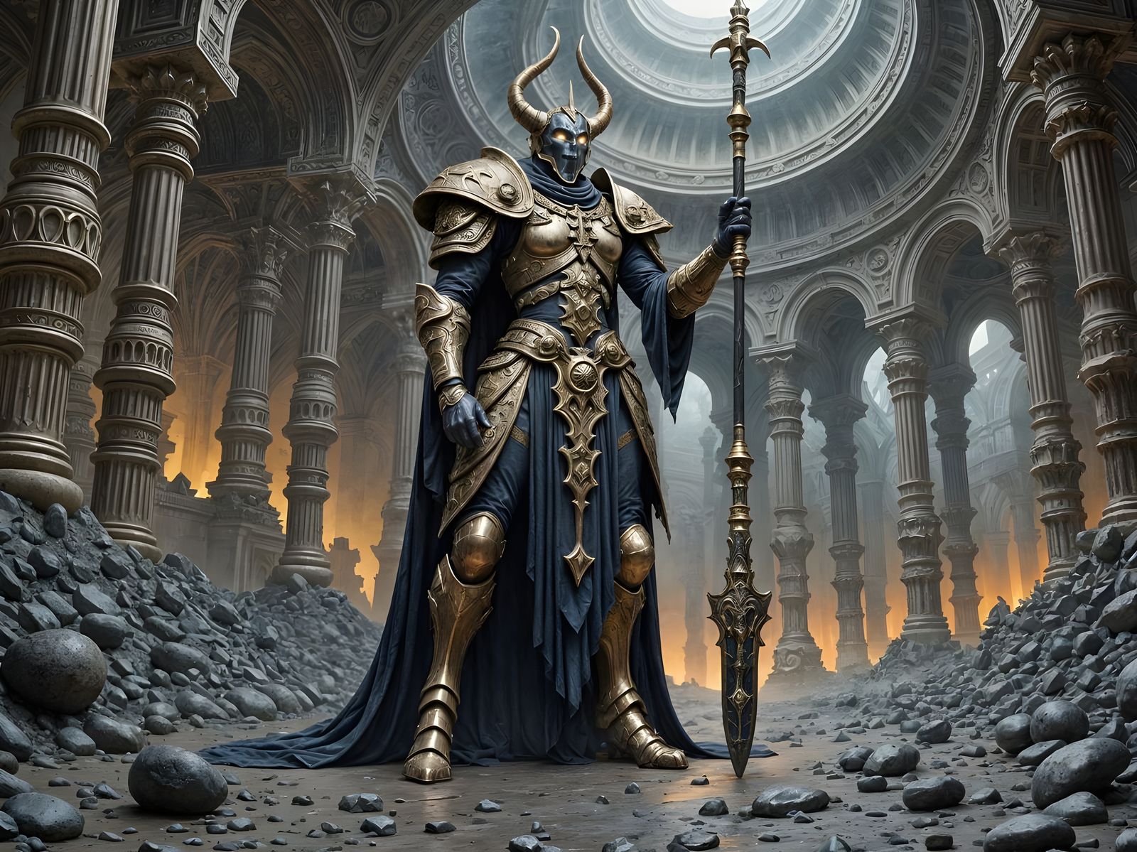 Baroque Demon Warrior with Spectral Halberd