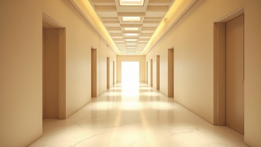 Endless Futuristic Recording Studio Corridor in Modern Style