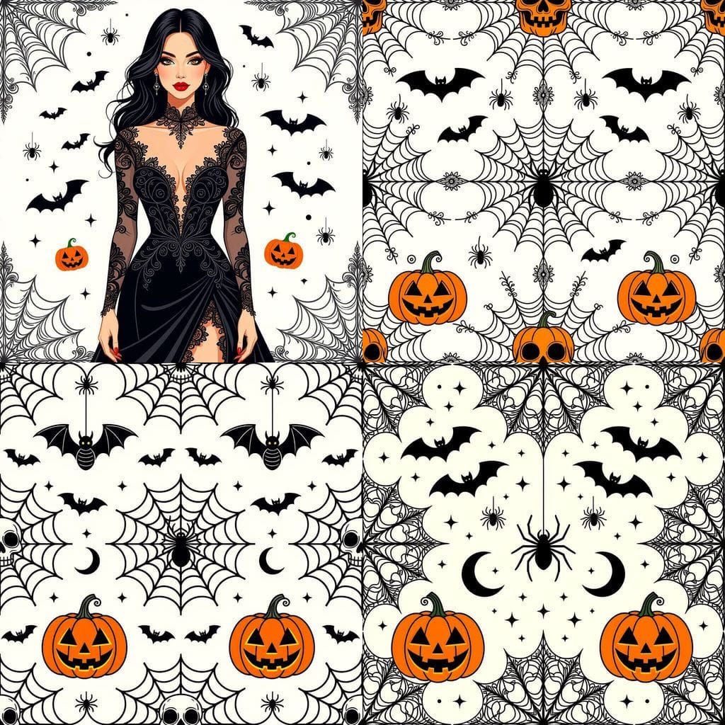 Halloween Lace Pattern: Spiders, Bats, and Skulls