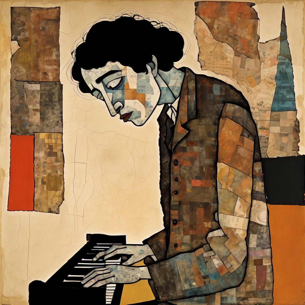 Pianist Portrait in Mixed Media Style