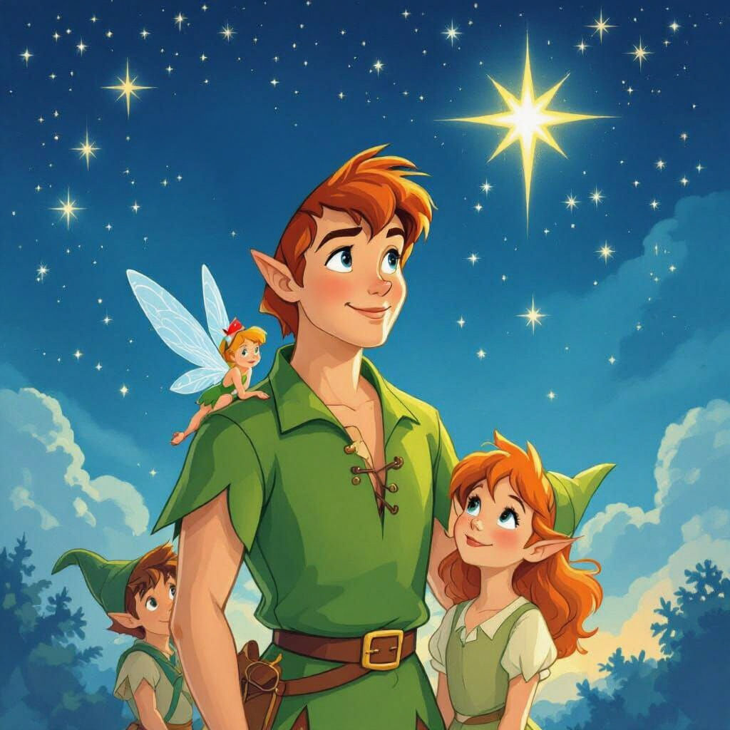 Peter Pan, Wendy, and the Lost Boys in Neverland