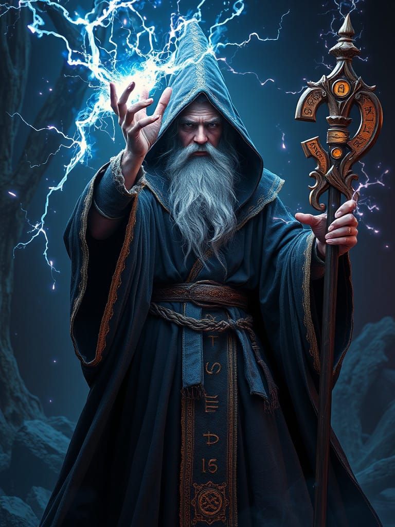 Dark Fantasy Wizard Unleashes Ancient Magic