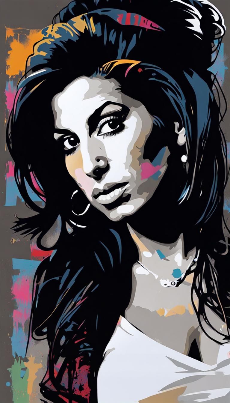 Amy WInehouse portrait graffiti