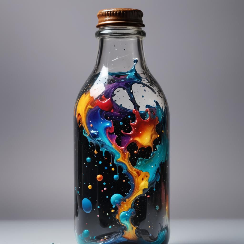 Galaxy in a Bottle: Hyperrealistic Concept Art