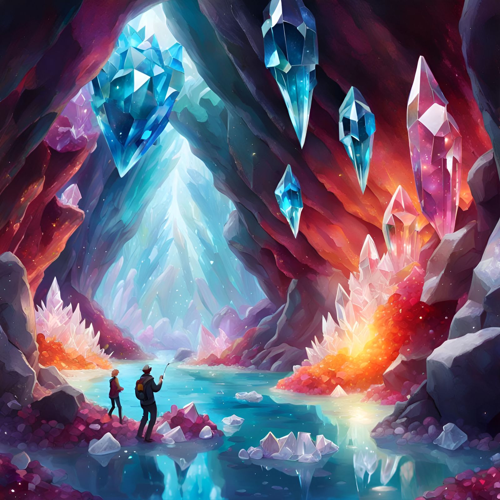 Enchanted Crystal Cave with Bioluminescent Formations