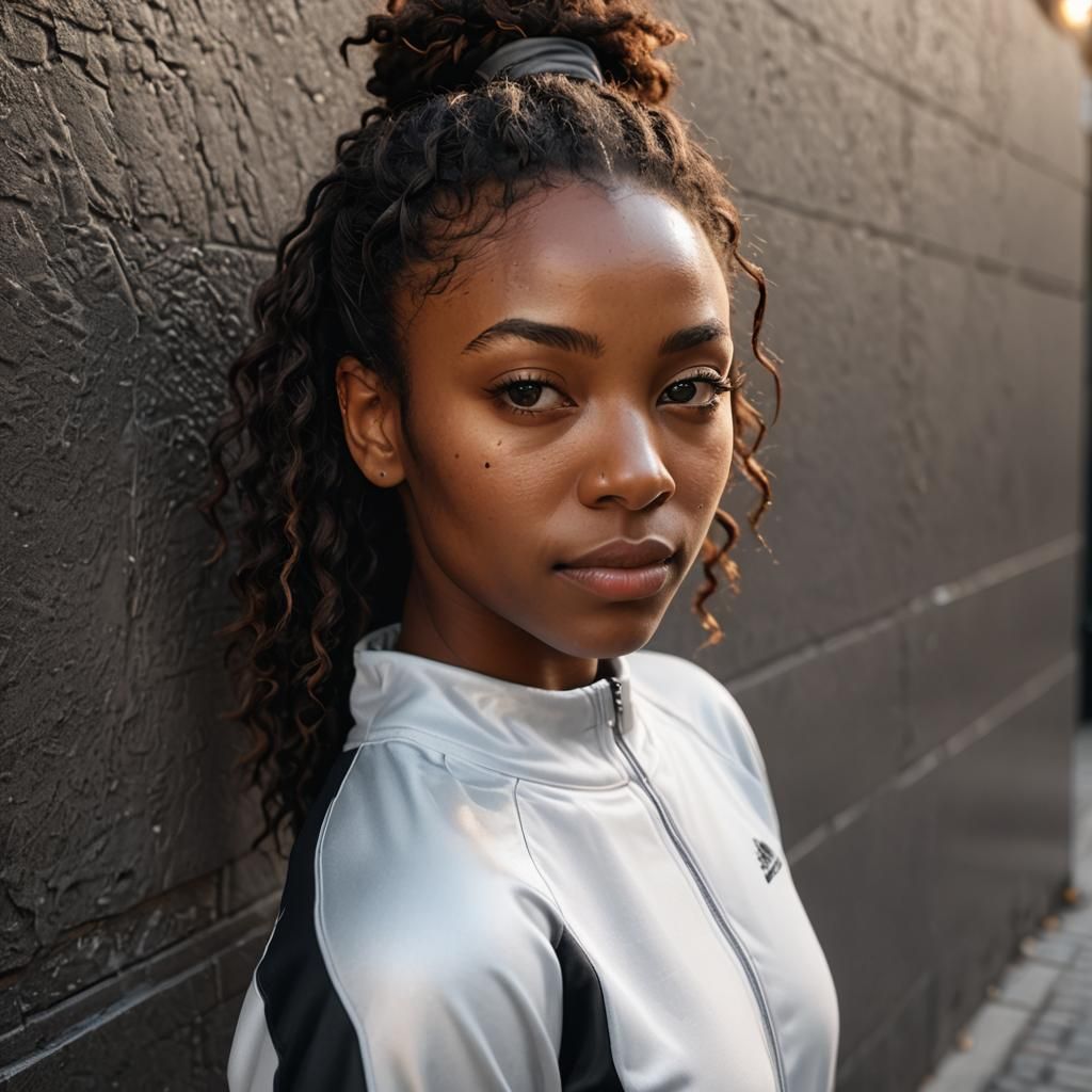 Photorealistic Portrait of Girl in Tracksuit