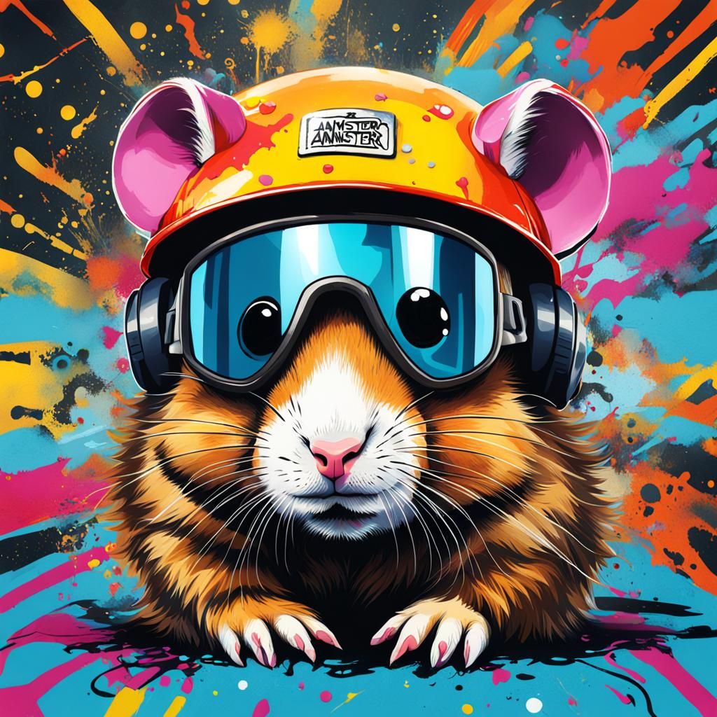 Hamster Astronaut in Graffiti Street Art