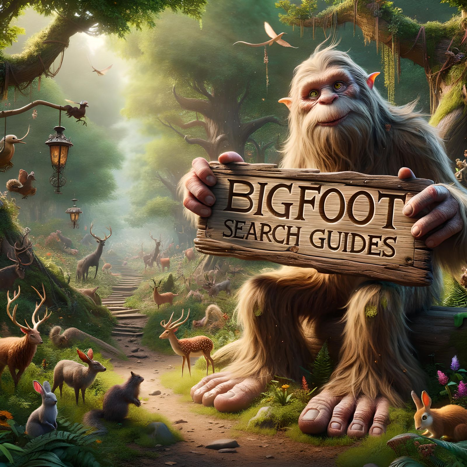 Enchanting Bigfoot Guide in Fantasy Forest