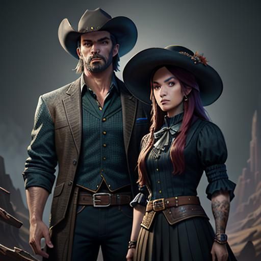 Cowboy and Schoolteacher: Detailed Matte Painting