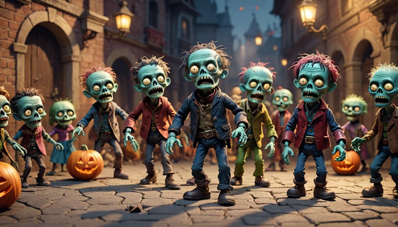 Toy Zombies in Costumes: 3D Digital Art