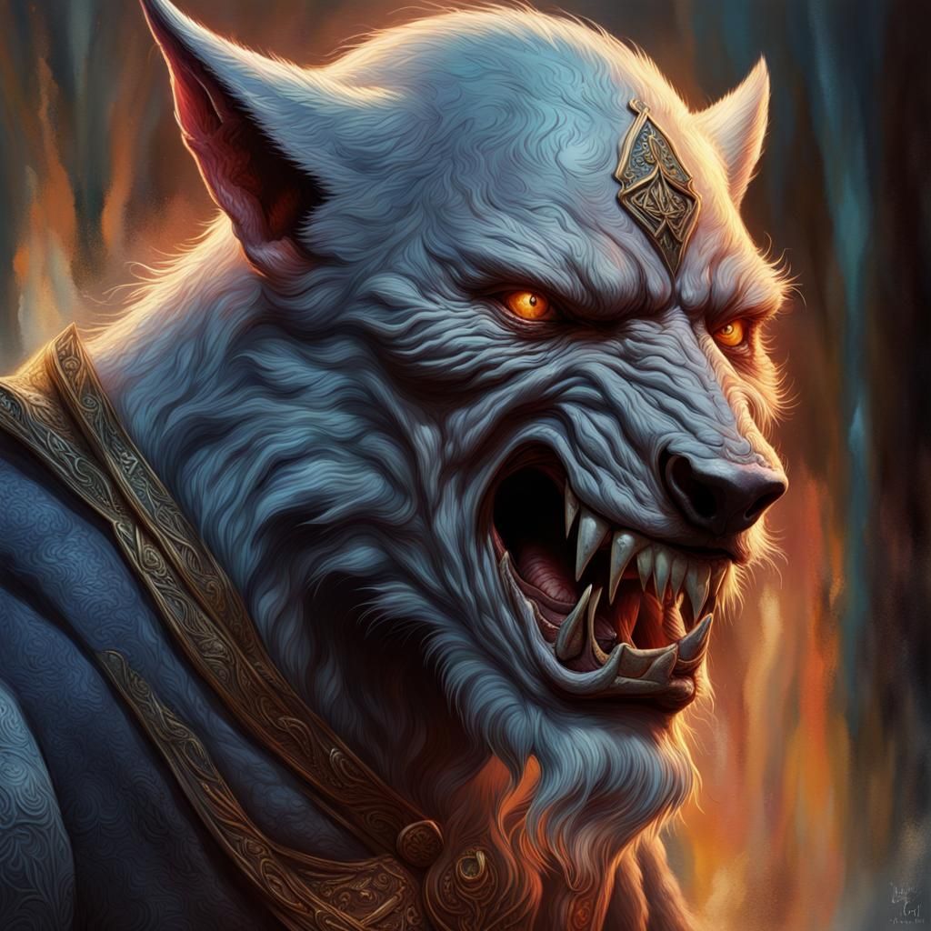 Hyperrealistic Male Werewolf Abomination Concept Art